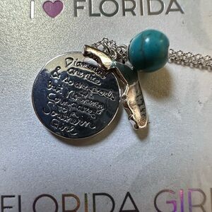 Florida Girl Charm Necklace with Turquoise Accent
